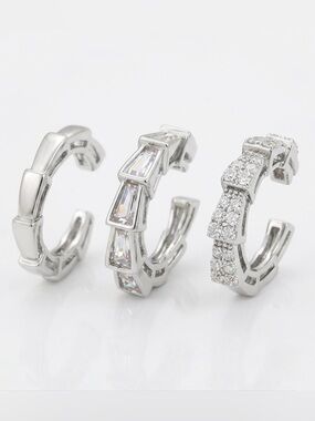 Snake Ear Cuff Platinum Plated Adjustable Silver Tone Water Resistant